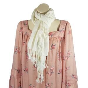 CASHWEAR Soft IVORY WRAP SCARF SHAWL with FRINGE Tassel